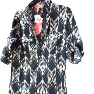 ENVY Me shirt black and white abstract patterns size medium new with tags